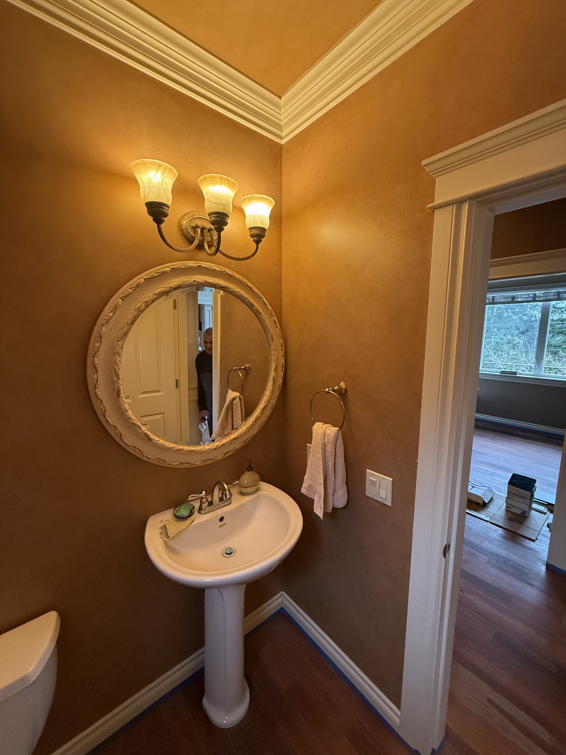 Bellevue Powder Room, Floral Grasscloth